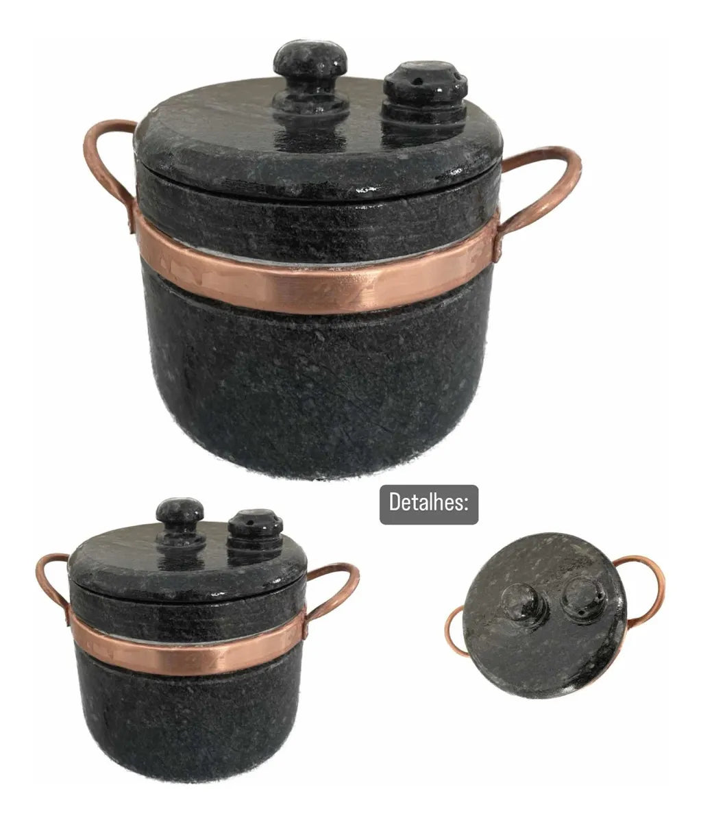 Panela de Pressão Artesanal CÉU DE MINAS – Pedra-Sabão Natural 4 Litros