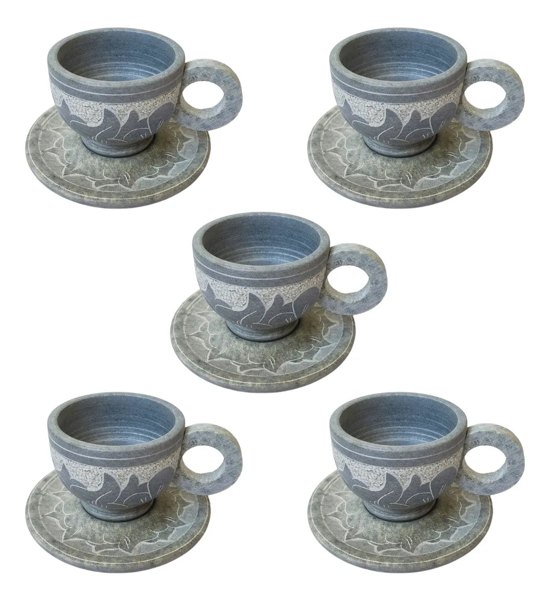 Kit 5 Xícara Artesanal Entalhada à Mão CÉU DE MINAS – Pedra-Sabão Natural