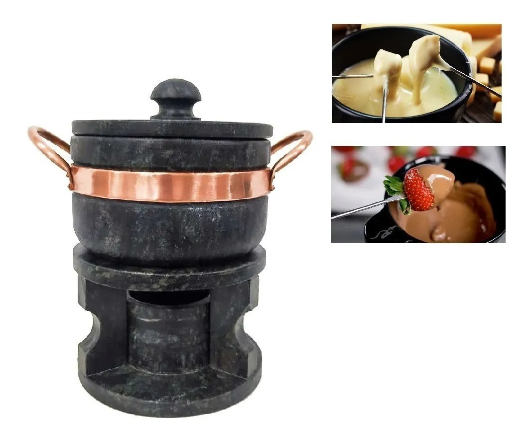 Kit Fondue Céu de Minas – Chapa 32cm + Panelas 500ml e 800ml + 6 Cumbucas + 6 Garfinhos